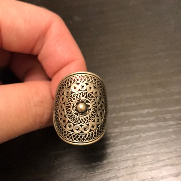 Boho pure silver medallion ring - Picture 1 of 3
